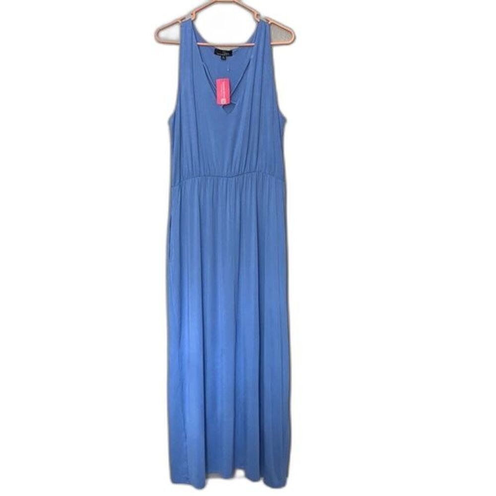 Suzzanne Betro casual maxi dress. Blue. Sleeveless. Size XL.
